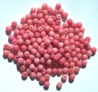 200 4mm Opaque Strawberry Pink Round Glass Beads